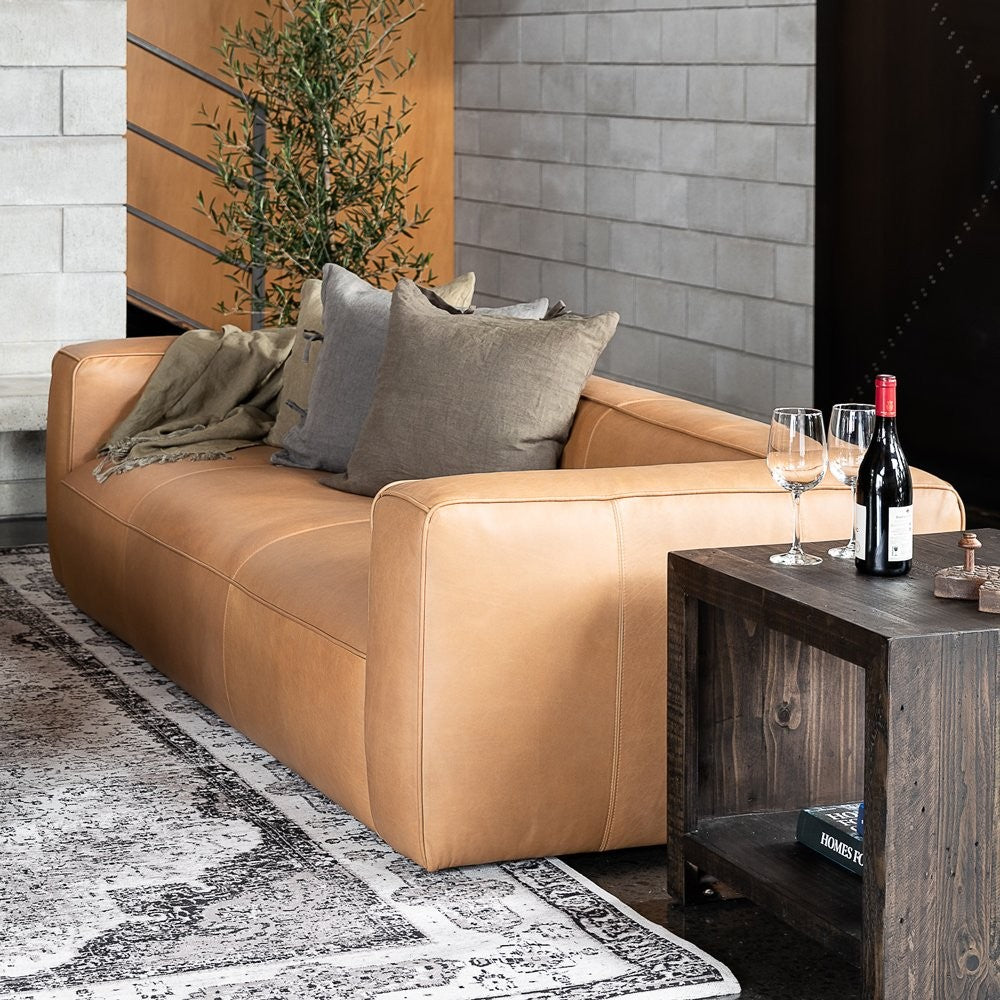 Phillips Natural Leather Sofa - Available in 2 colours