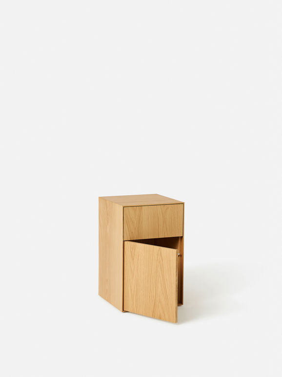 Slim Jim Bedside Table - Oak/Black - Left Hand Opening