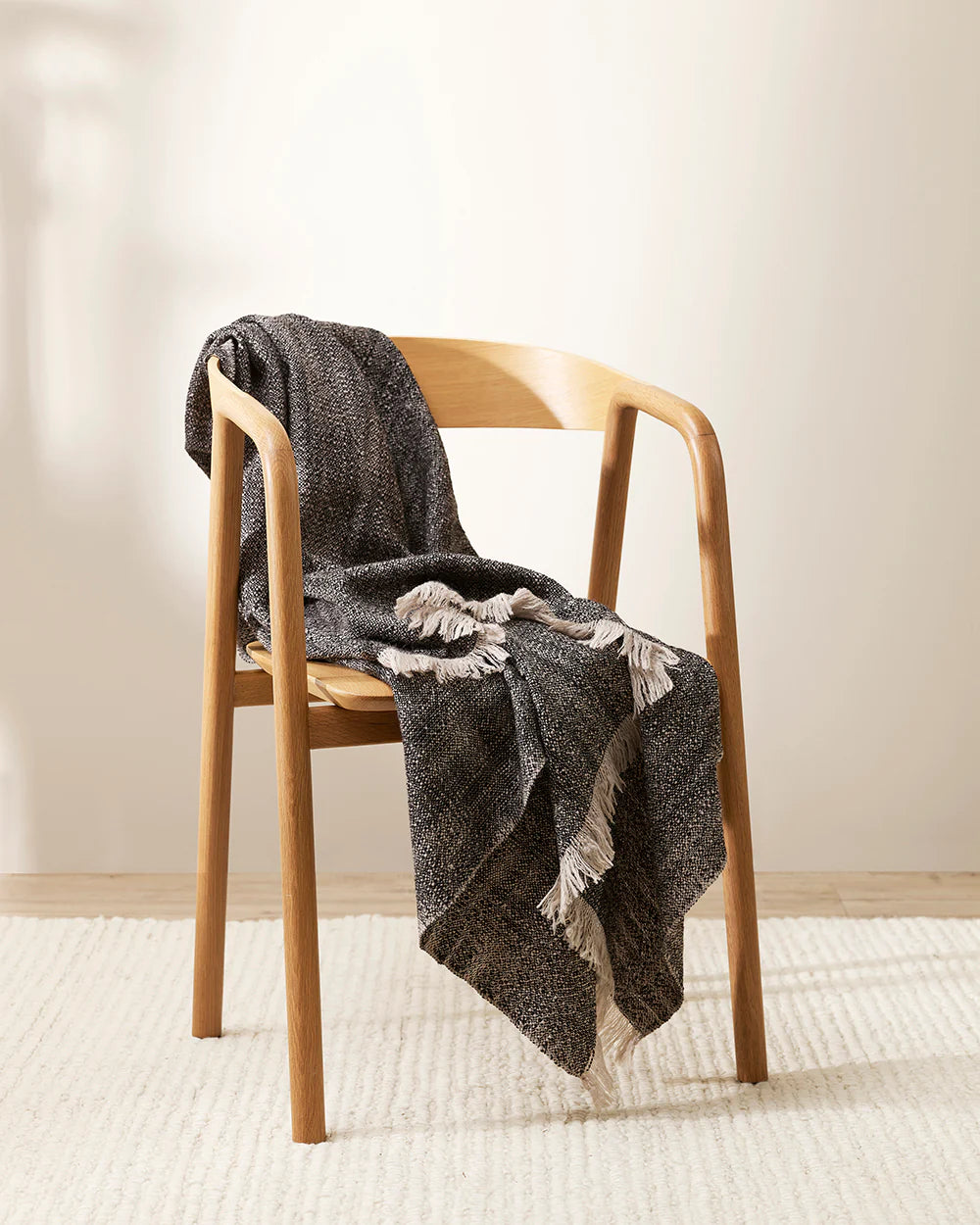 Summerset Woolen Throw - Available in Black and Oatmeal