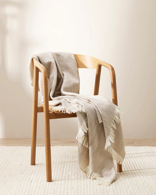 Summerset Woolen Throw - Available in Black and Oatmeal