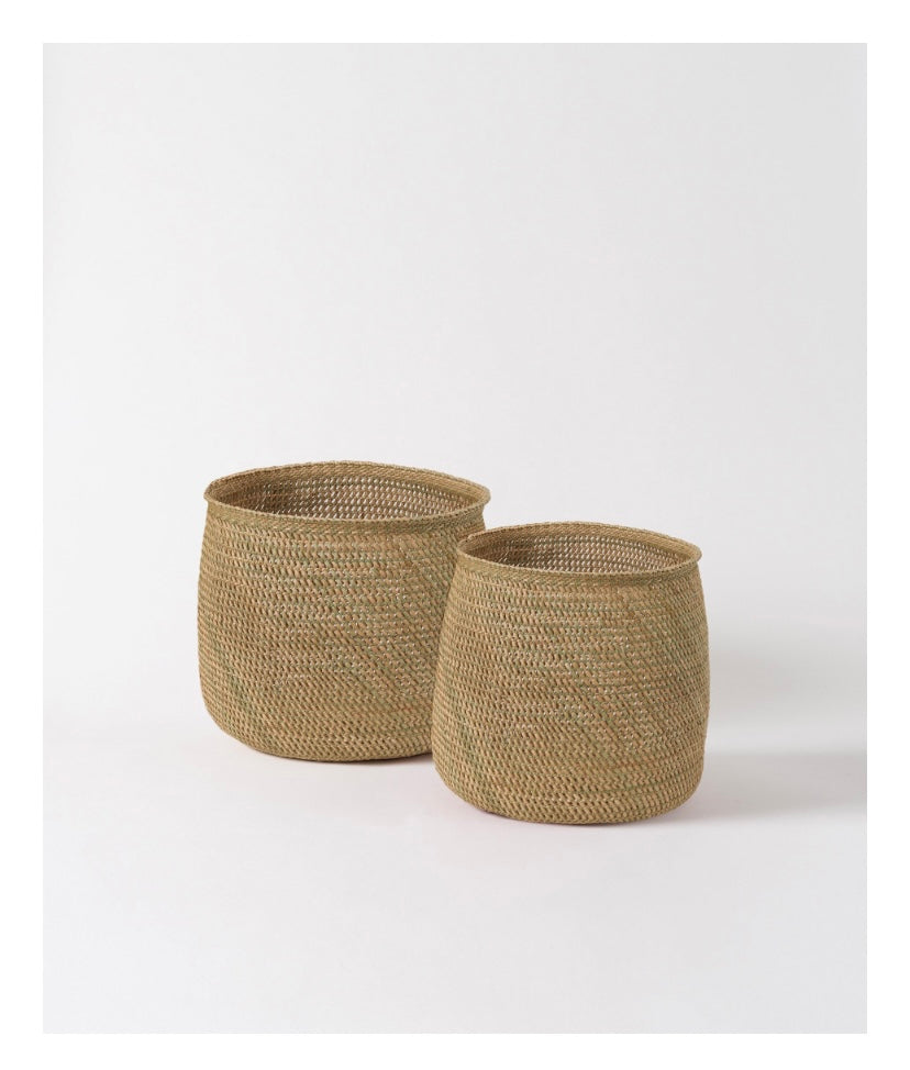 Woven baskets pair